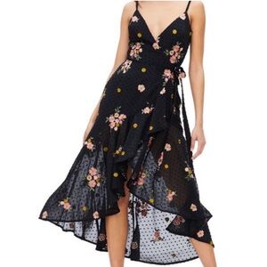 Dress the Population  Delphine Floral Embroidered Wrap Dress NWT